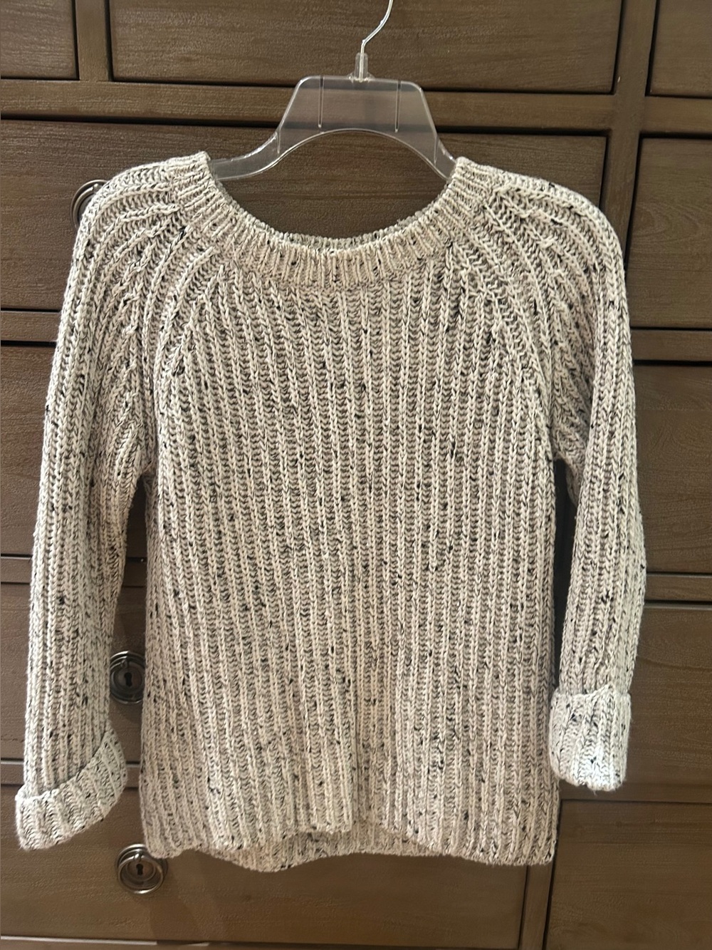 Massimo Dutti Women's Scoopneck Ribbed Sweater in Oatmeal Speckle
